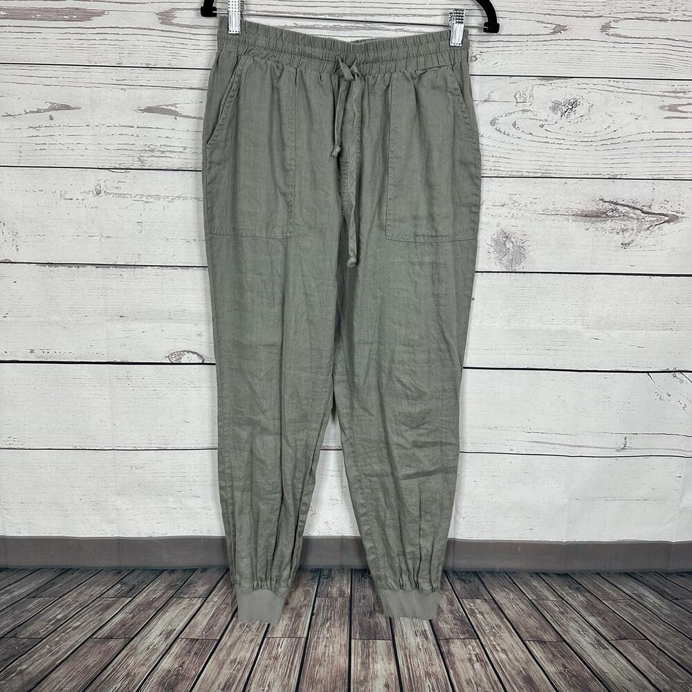 Magaschoni Pants‎ Womens Small Gray Linen Ankle Jogger High Rise Beach